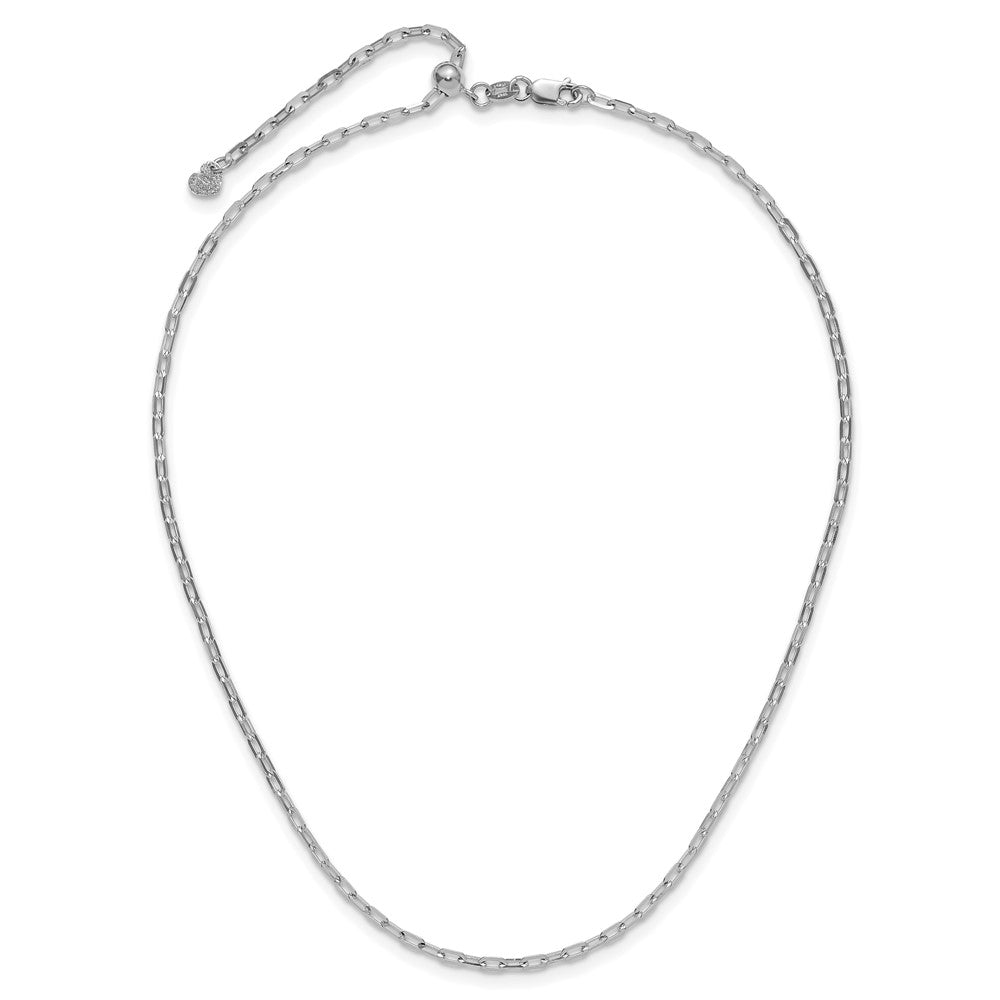14K White Gold Adjustable 2mm Flat Cable Chain