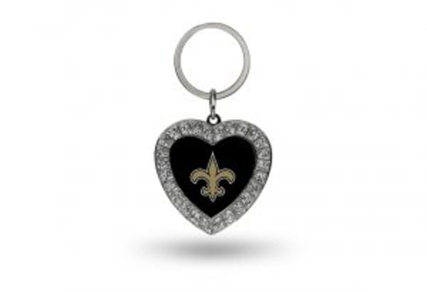 New Orleans Saints Bling Rhinestone Heart Keychain