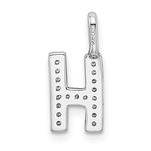 14K White Gold Diamond Letter H Initial Pendant