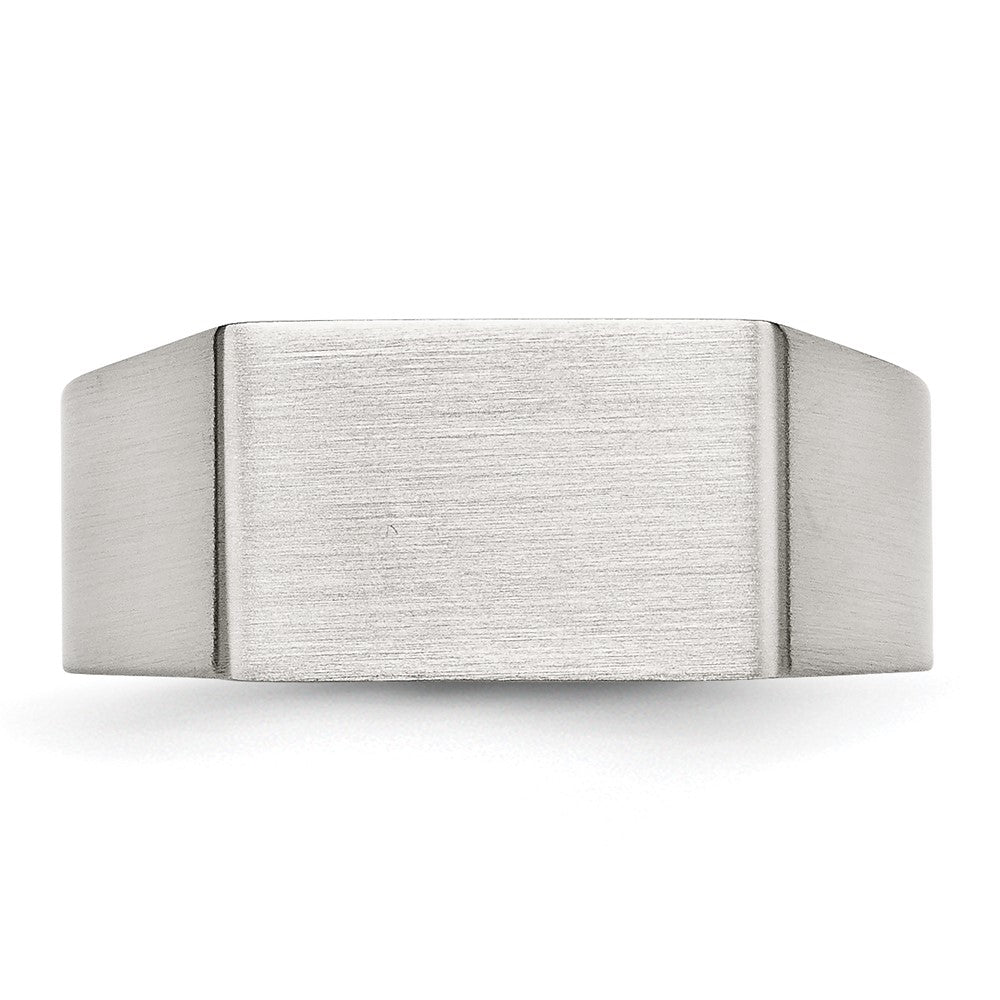 Stainless Steel Brushed and Polished Signet Ring Size - 6