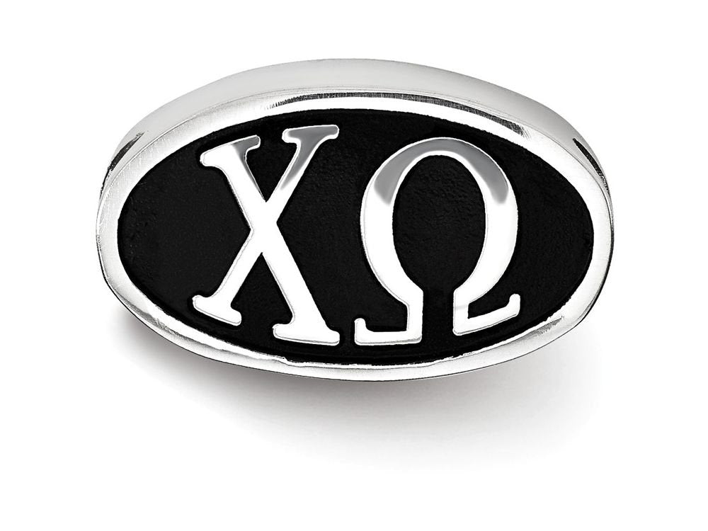 Sterling Silver LogoArt 15.25mm Chi Omega Sorority Greek Letters Enameled Oval Bead