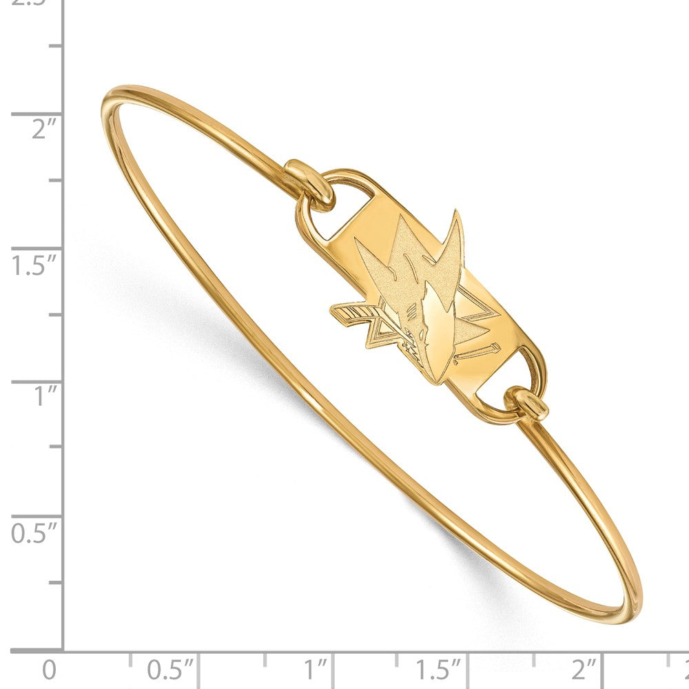 Sterling Silver Gold-plated NHL LogoArt San Jose Sharks Small Center 7 inch Wire Bangle