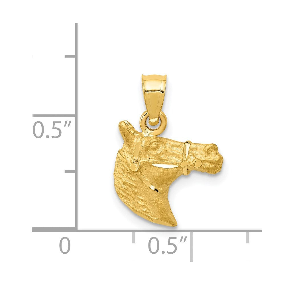 14K Diamond-cut Horse Pendant