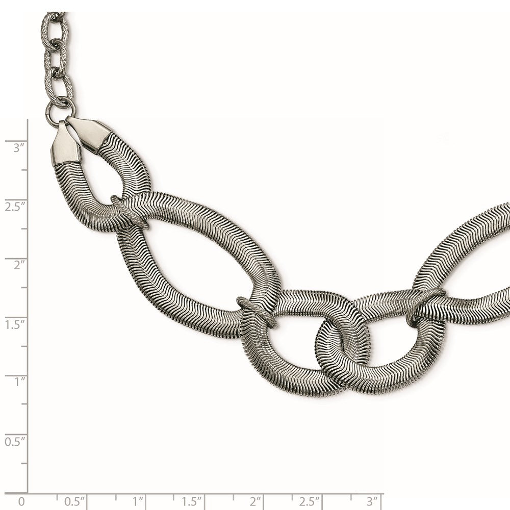 Stainless Steel Interlinked Oval 16.5in w/ext Necklace