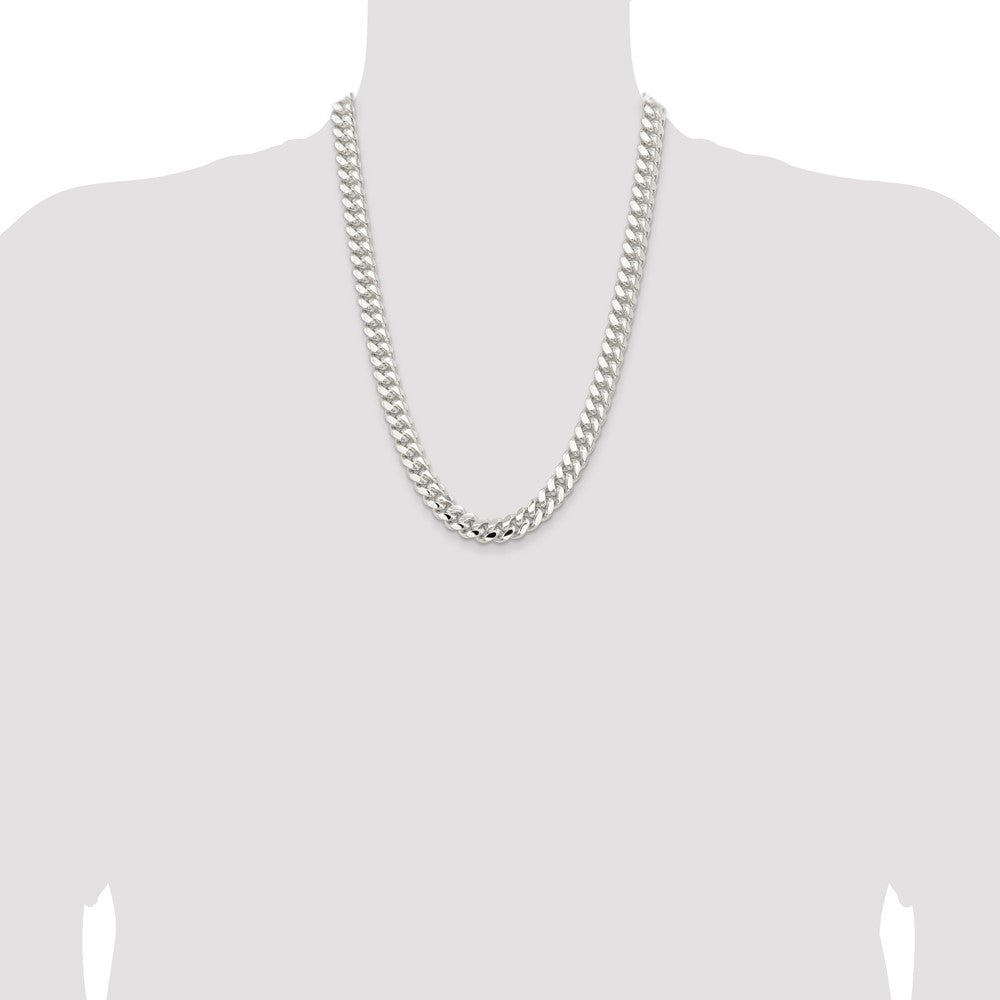 Sterling Silver 10.7mm Polished Domed Curb Chain 24 Inches