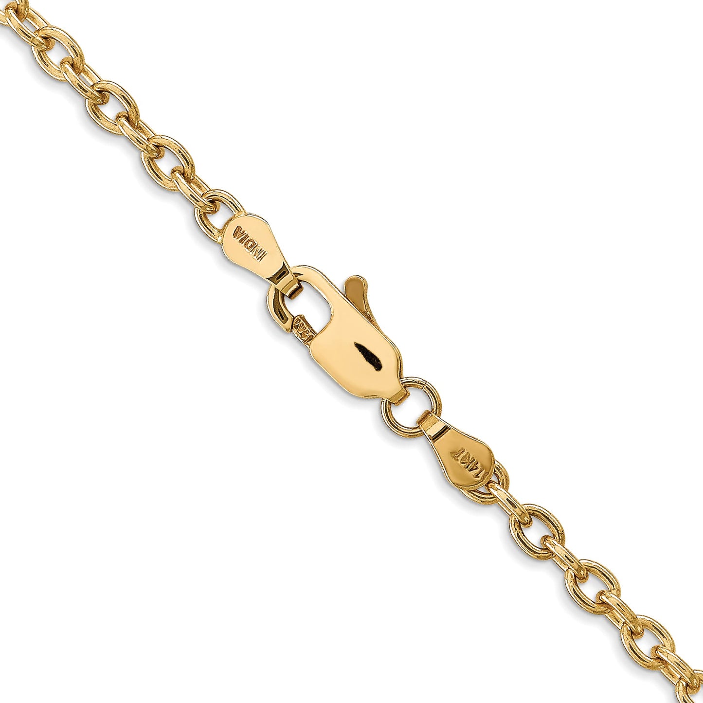 14K 18 inch 3.2mm Round Open Link Cable with Lobster Clasp Chain