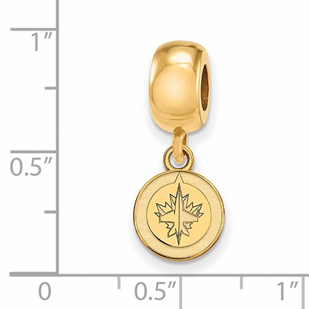 Sterling Silver Gold-plated NHL LogoArt Winnipeg Jets Extra Small Dangle Bead Charm