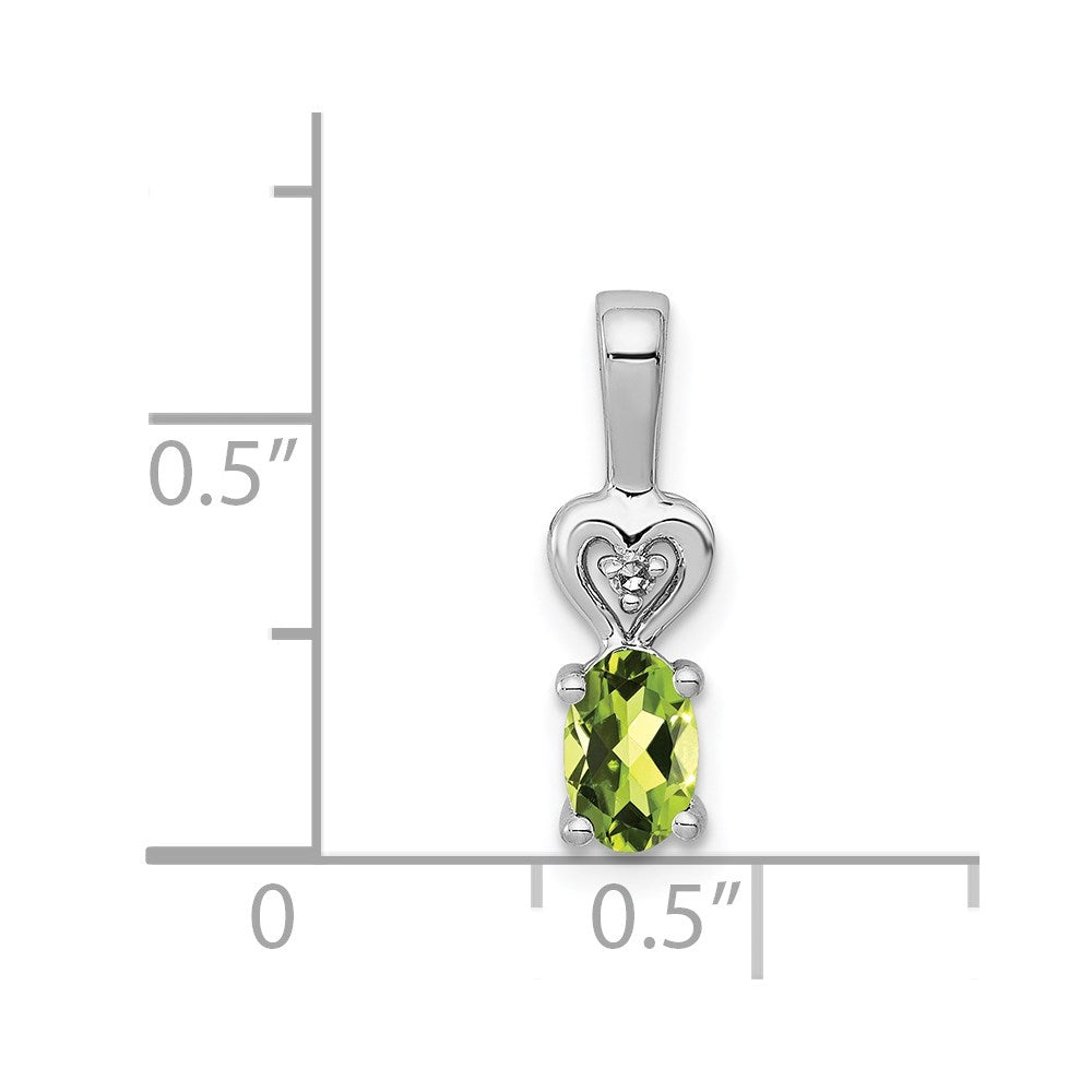 Sterling Silver Rhodium-plated Peridot & Diam. Pendant