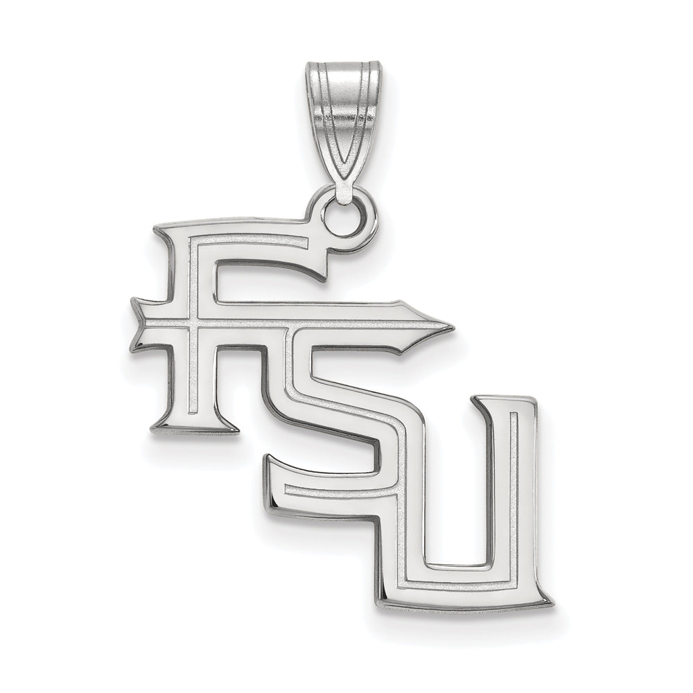 Sterling Silver Rhodium-plated LogoArt Florida State University F-S-U Large Pendant QSS061FSU