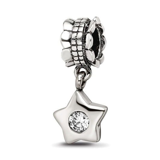 Sterling Silver Reflections CZ Star Dangle Bead