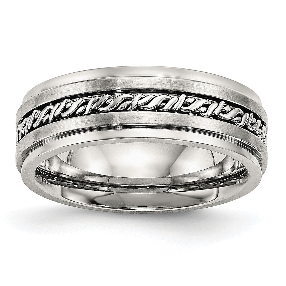 Stainless Steel Brushed and Polished Braided 7mm Band Size - 10