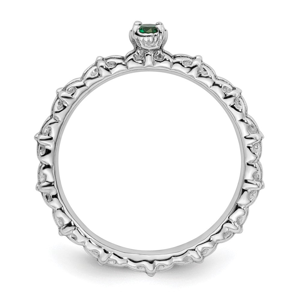 Sterling Silver Stackable Expressions Created Emerald Single Stone Ring Size -9