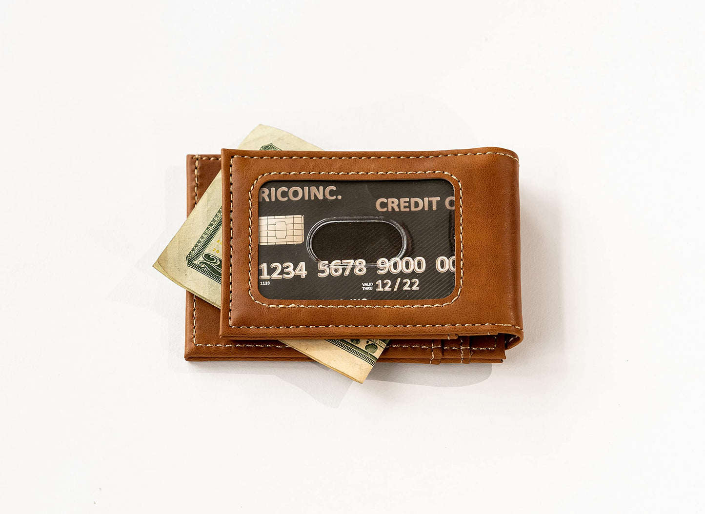 NBA Utah Jazz Brown Faux Leather Front Pocket Wallet with 2 Card Slots and ID Window QGC7495