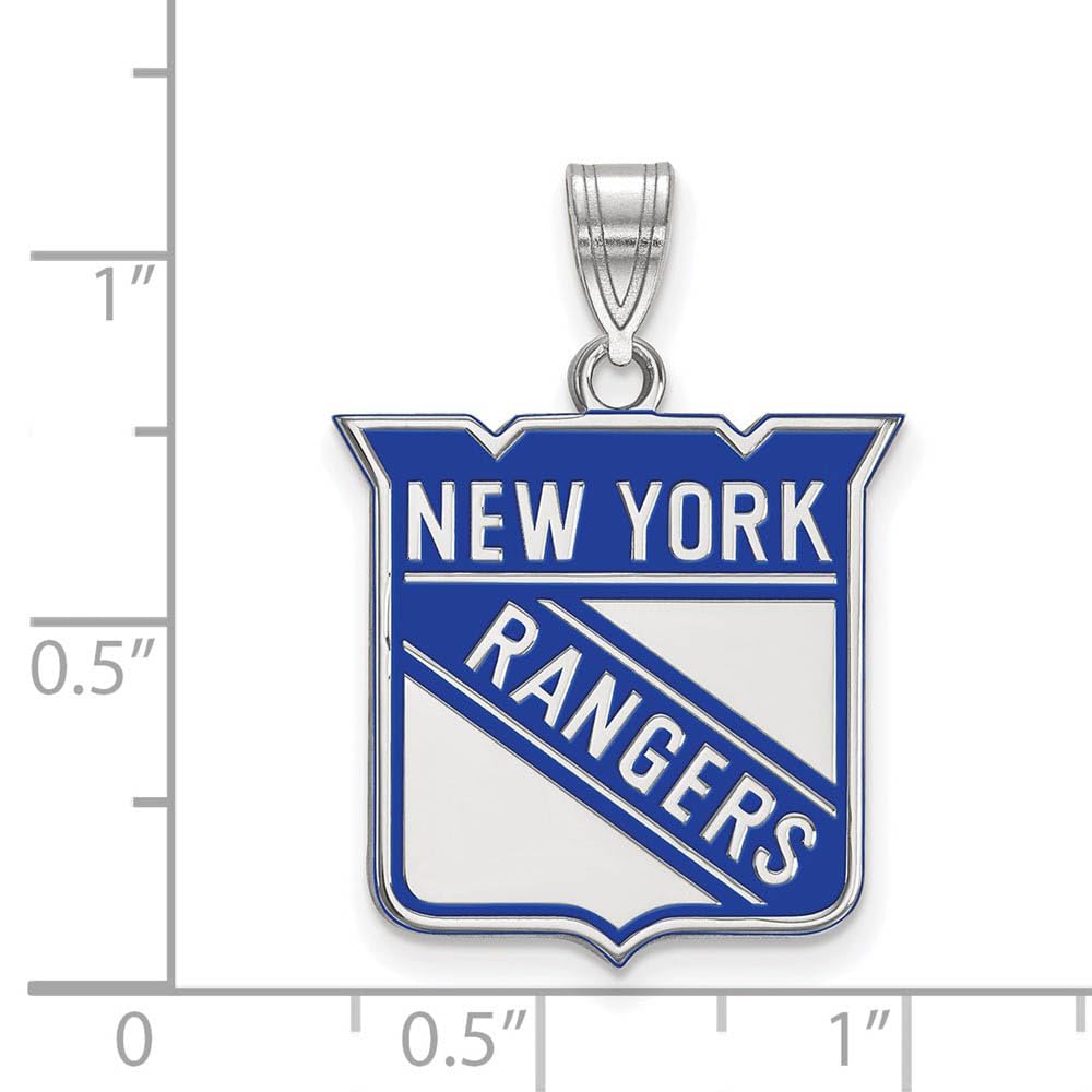 LogoArt NHL New York Rangers Sterling Silver Large Enamel Pendant
