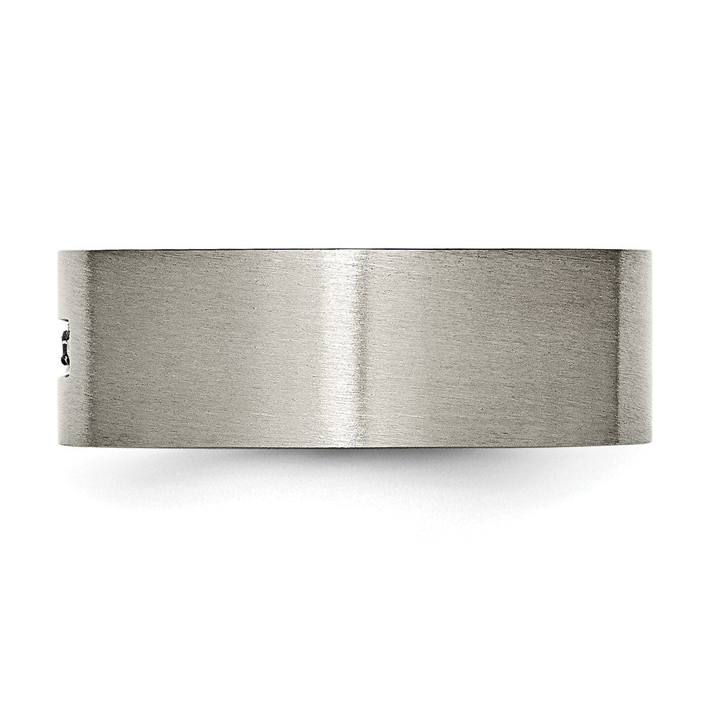 Titanium Brushed 1/15ct Diamond Cross 8mm Flat Band Size - 9