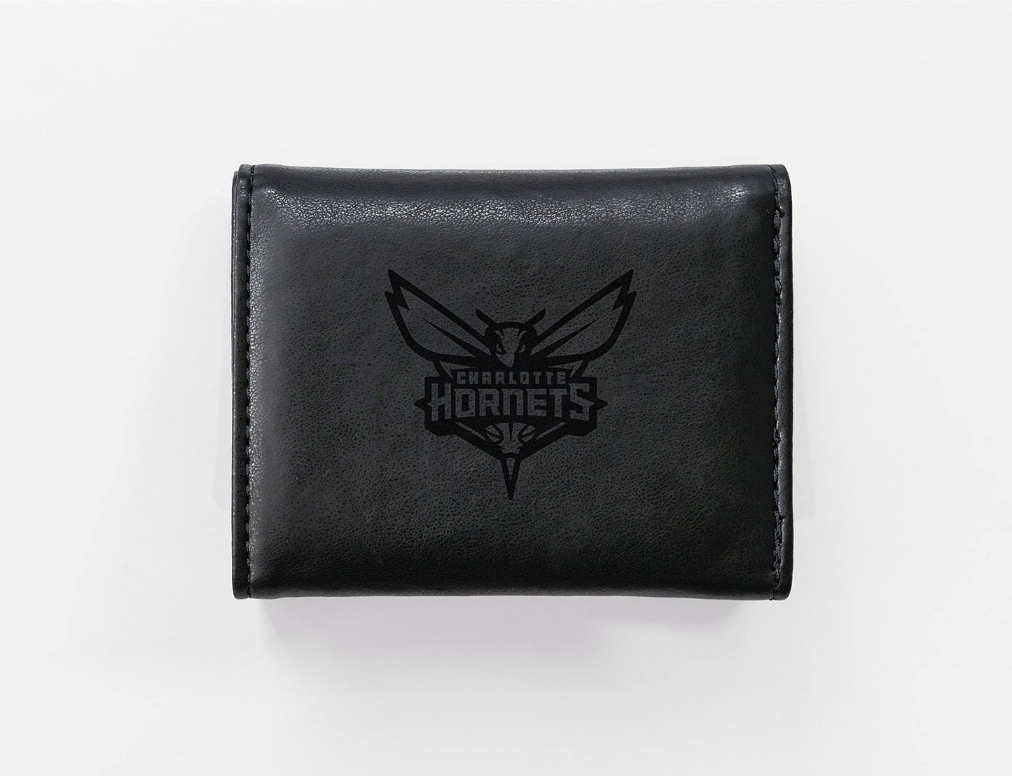 Basketball Rico Industries Charlotte  Black Laser Engraved Trifold Laser Engraved Tri-Fold Wallet - Men's Accessory