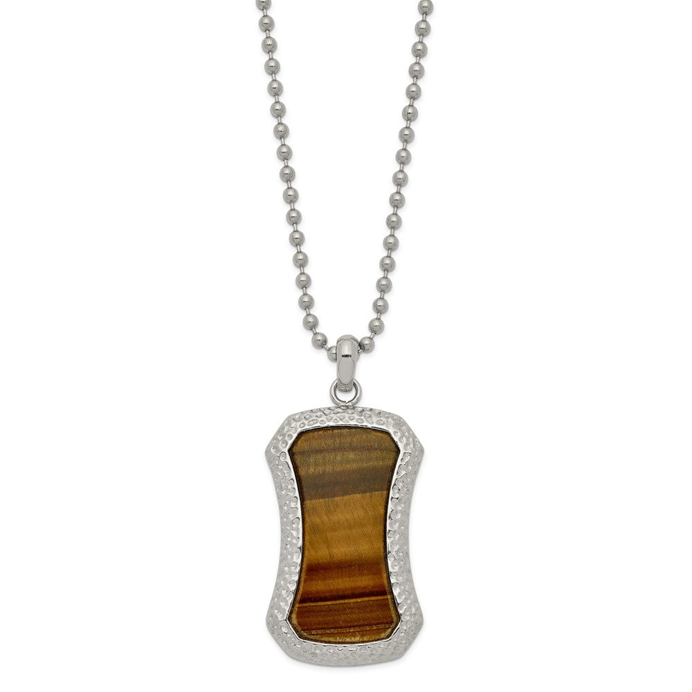 Stainless Steel C& Tiger Eye 24 Necklace and Matching 8.75 Bracelet