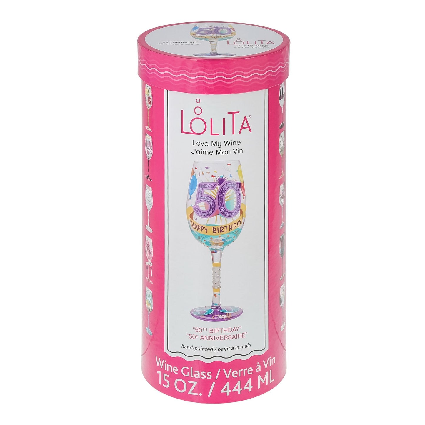 Lolita Happy 50th Birthday Wine Glass 9in H