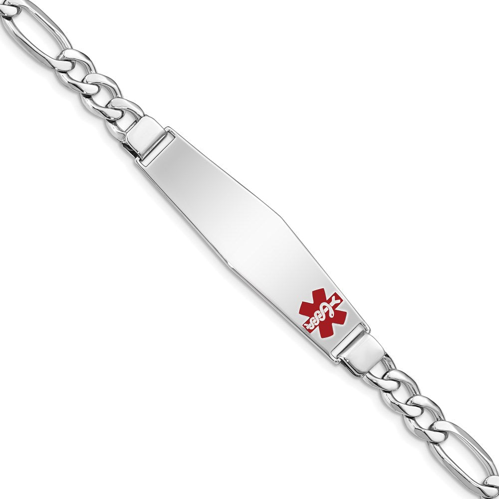 Sterling Silver Rhodium-plated Medical ID Figaro Link Bracelet 8 inches