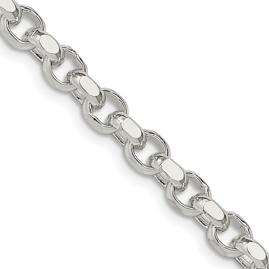 Sterling Silver 4mm Diamond-cut Rolo Chain 22 Inches