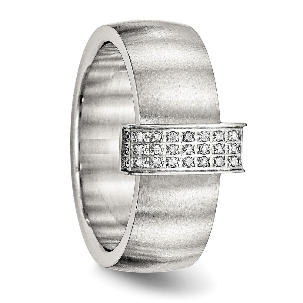 Stainless Steel Brushed w/CZ 8mm Band