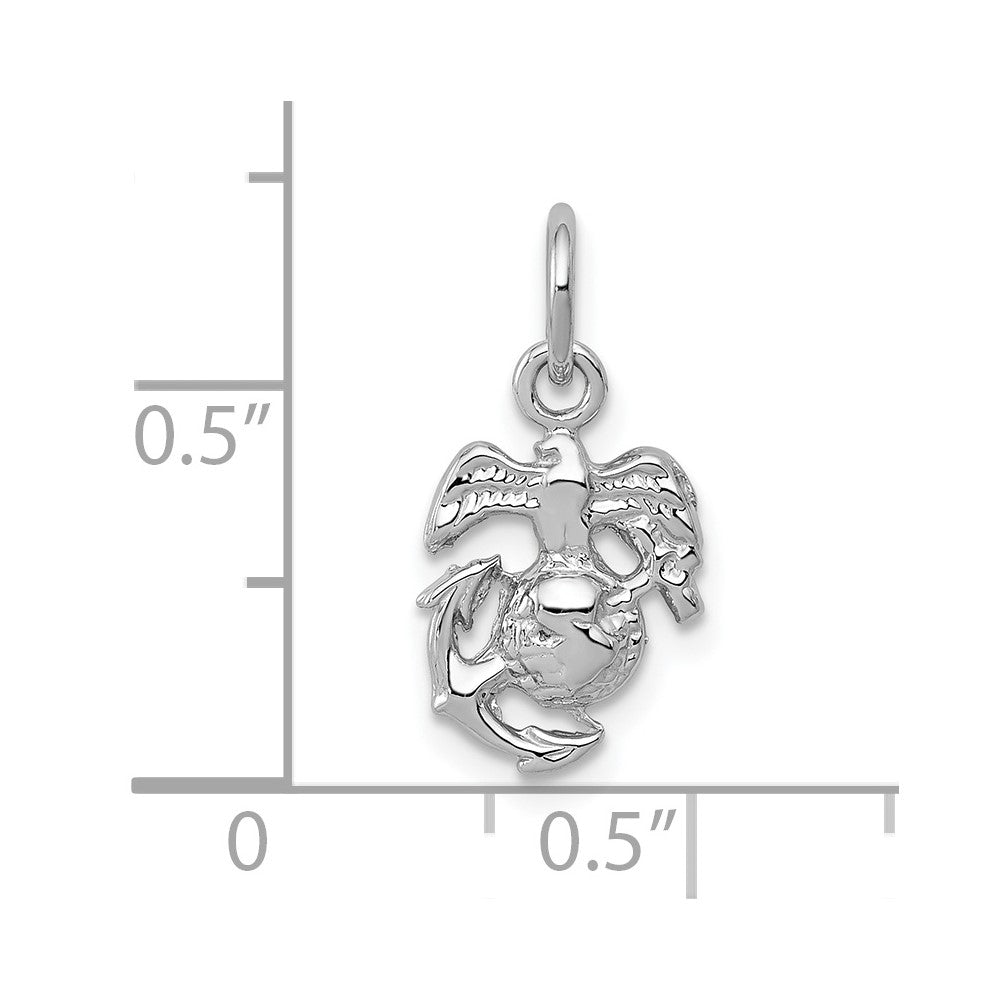 10k White Gold U.S. Marine Corps Insignia Charm