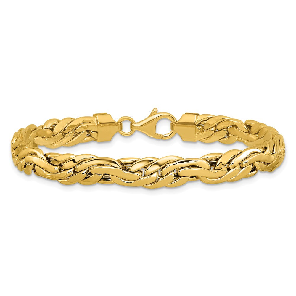 14K Polished 7.5mm Fancy Link Bracelet 7.5  inches