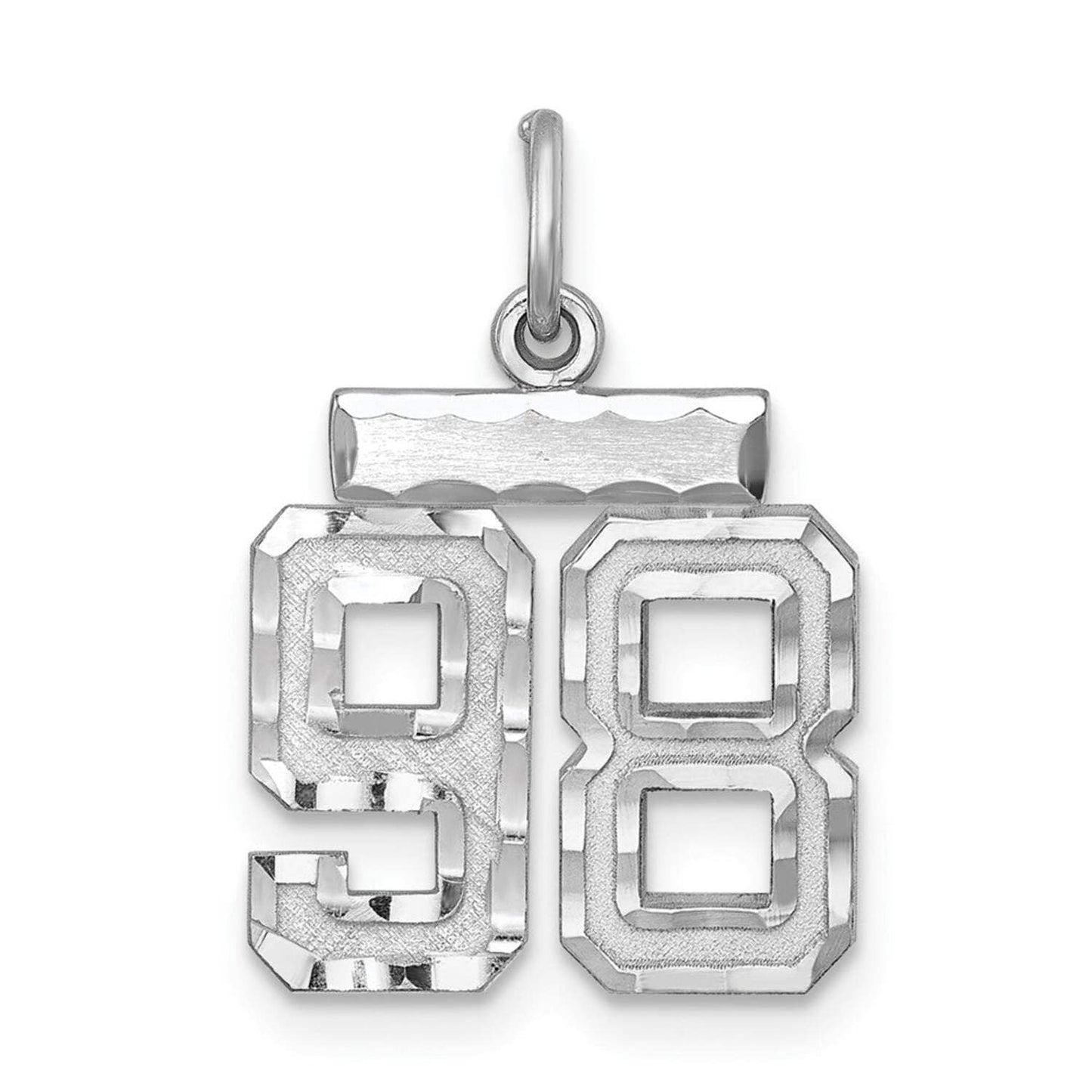 Sterling Silver Rhodium-plated Diamond-cut #98 Charm QSN98