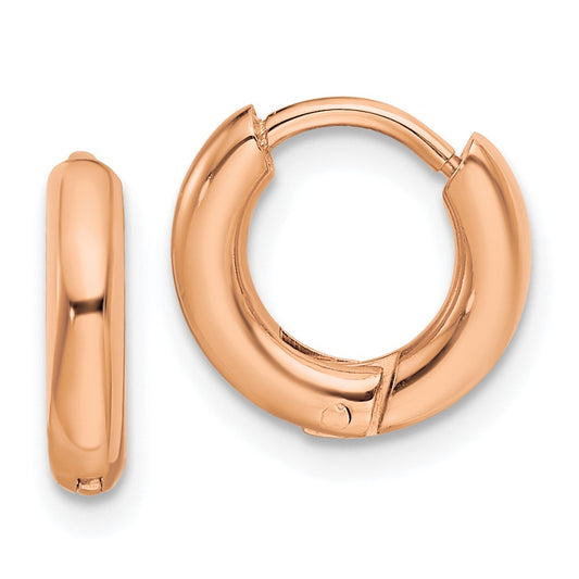 Stainless Steel Polished Rose IP-plated 2.5mm Hinged Hoop Earrings