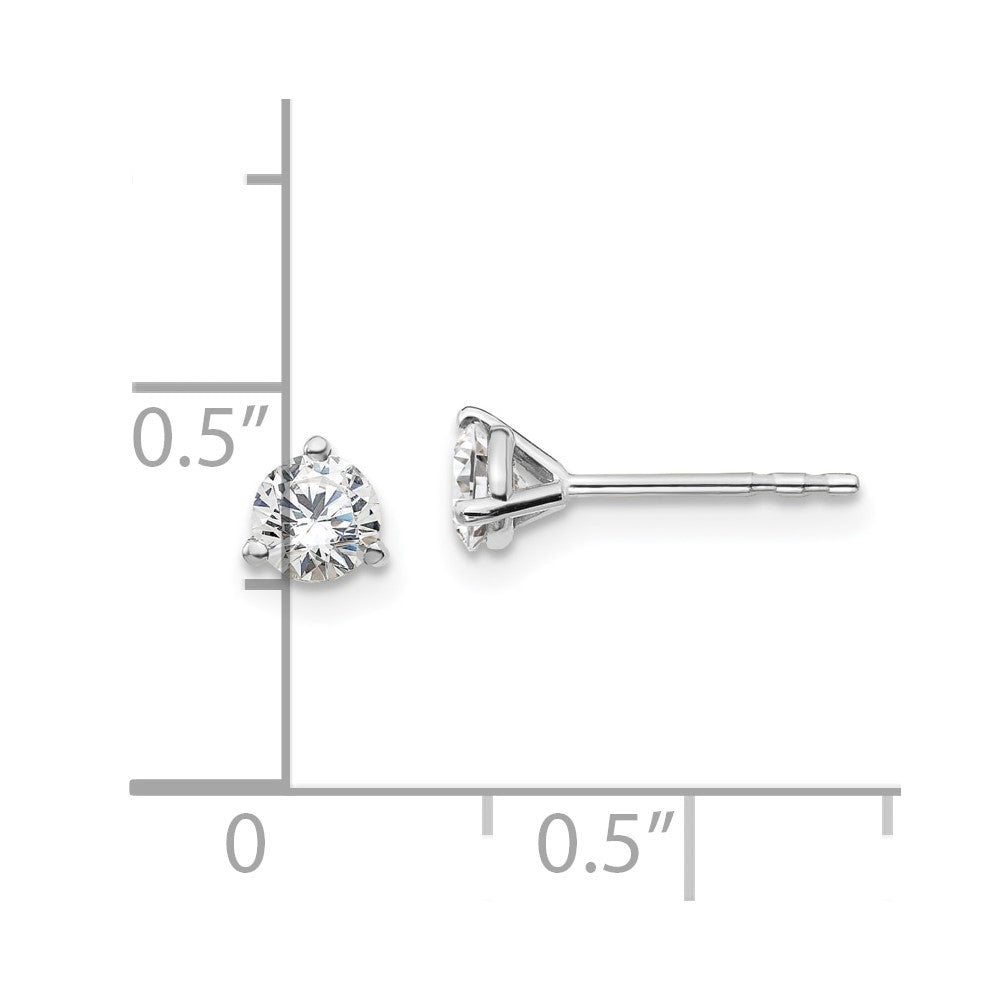 14k White Gold 1/2 ctw Certified Lab Grown Diamond VS+ F+ Round 3 Prong Heavy Wt. Stud Earrings