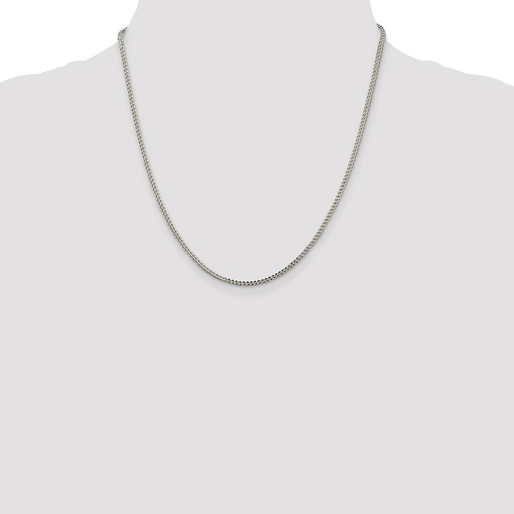 Sterling Silver 2mm D/C Square Franco Chain 20 Inches