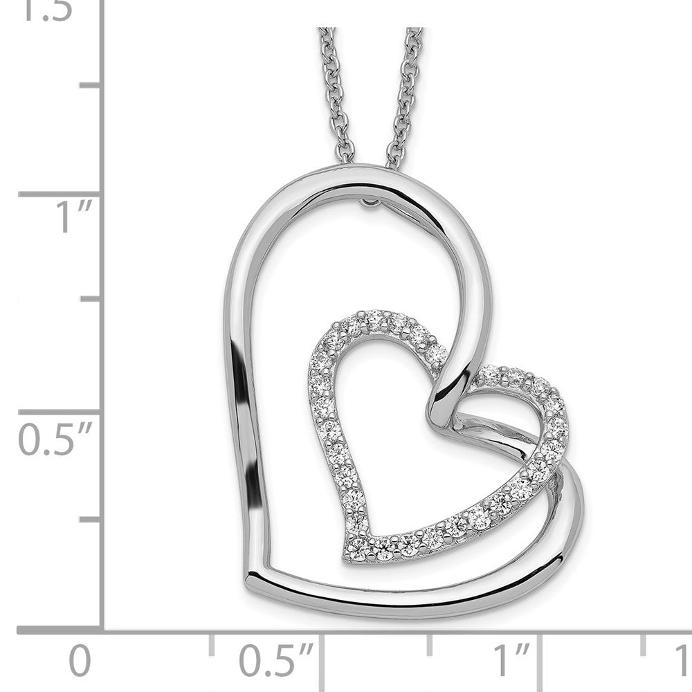 Sentimental Expressions Sterling Silver Rhodium-plated Antiqued CZ Thank You Grandma 18in Hearts Necklace 18 Inches