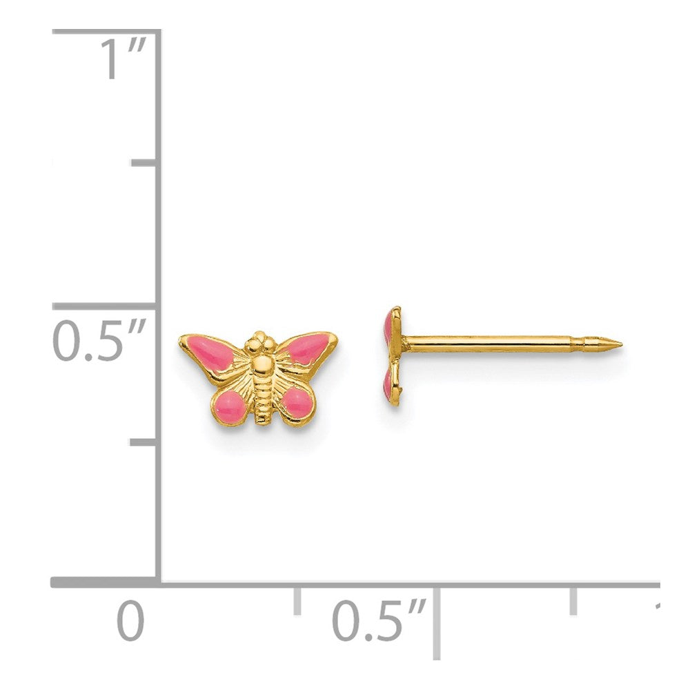 Inverness 14k Epoxy Fill Pink Butterfly Earrings