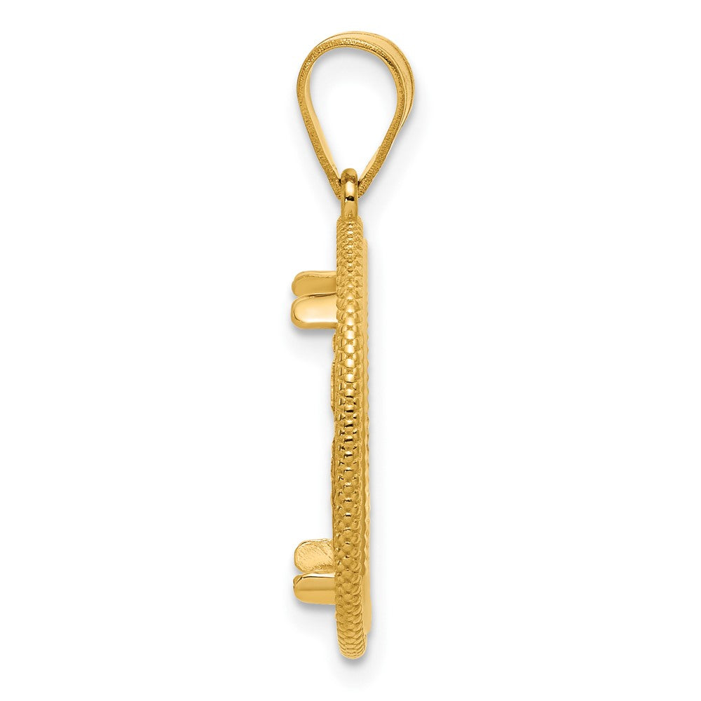 14k Diamond Cut Popcorn with 16.5mm Prong Coin Bezel Pendant