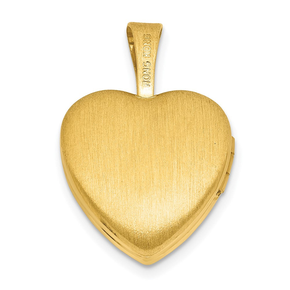Sterling Silver Gold-plated Polished Front/Brushed Back Stars 12mm Heart Locket