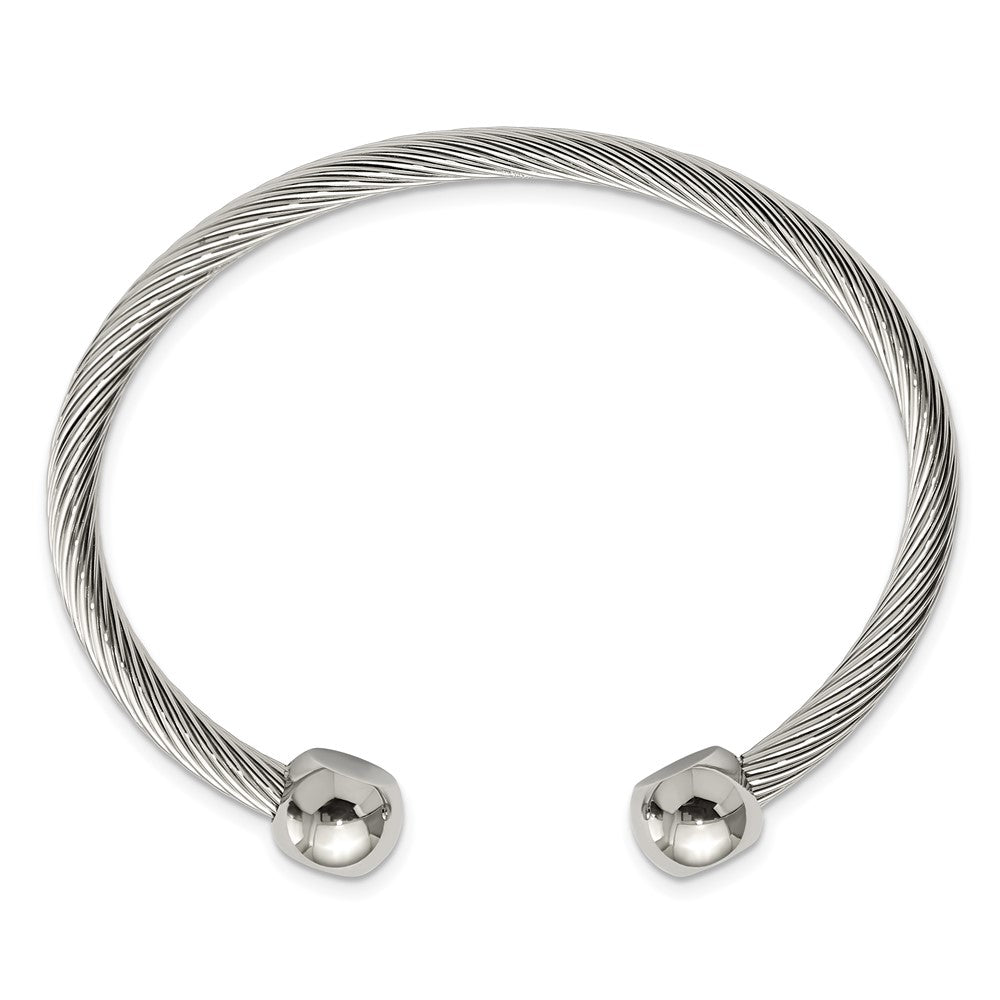 Stainless Steel Polished Cuff Bangle 6.75 inches