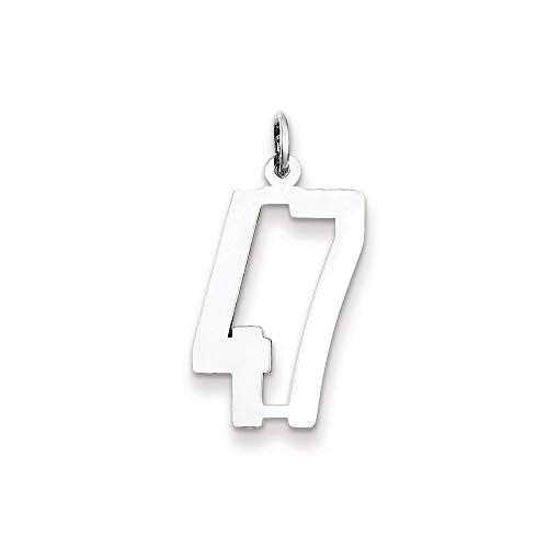 Sterling Silver/Rhodium-plated Elongated Number 47 Charm