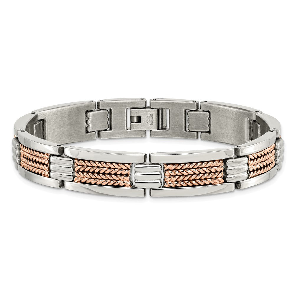 Stainless Steel Polished Rose IP-plated 8.5in Bracelet 8.5 inches