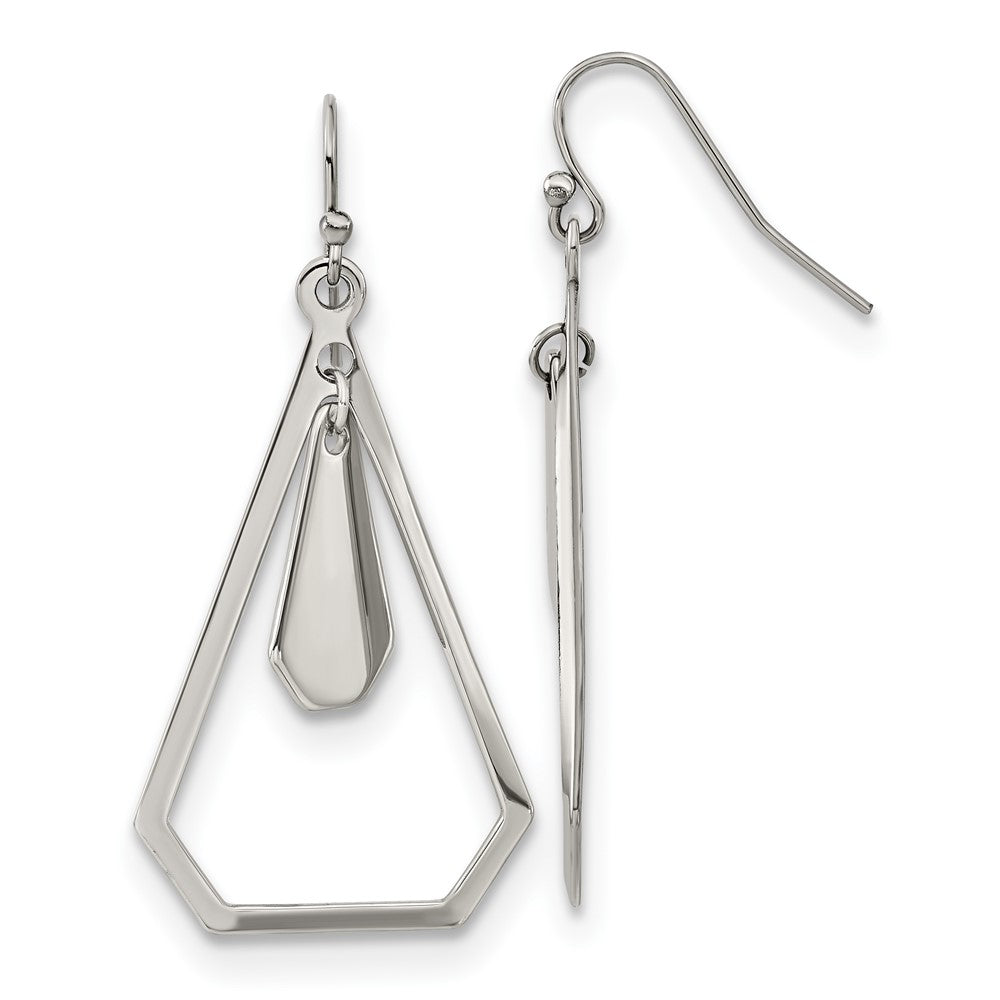 Stainless Steel Polished Dangle Shepherd Hook Earrings