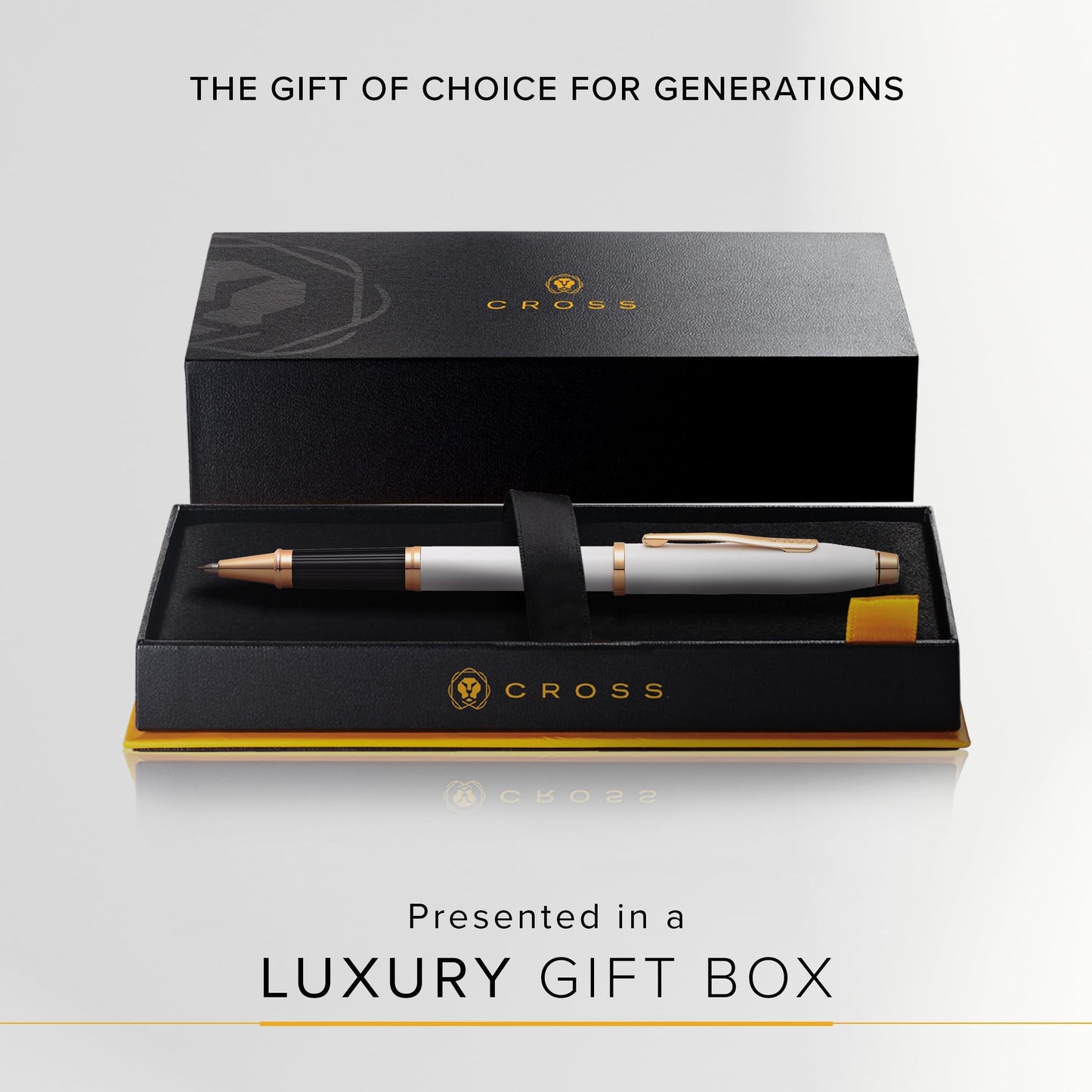 Cross Century II Refillable Rollerball Pen Presented in a Luxury Gift Box - Medium Point, Black Ink, Pearlescent White