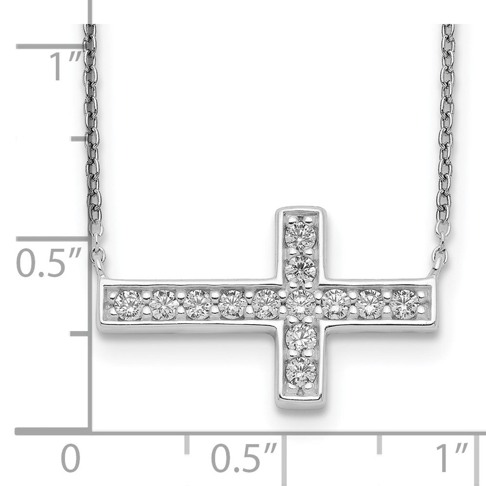 Sterling Silver CZ Cross Necklace 16 Inches