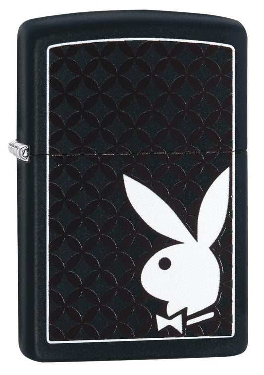 Zippo Playboy Black & White Rabbit Black Matte Pocket Lighter