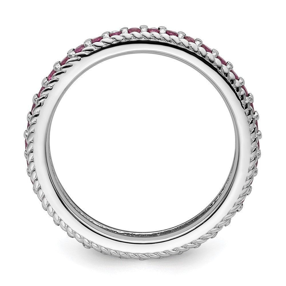 Sterling Silver Stackable Expressions Polished Created Ruby Eternity Ring Size -6