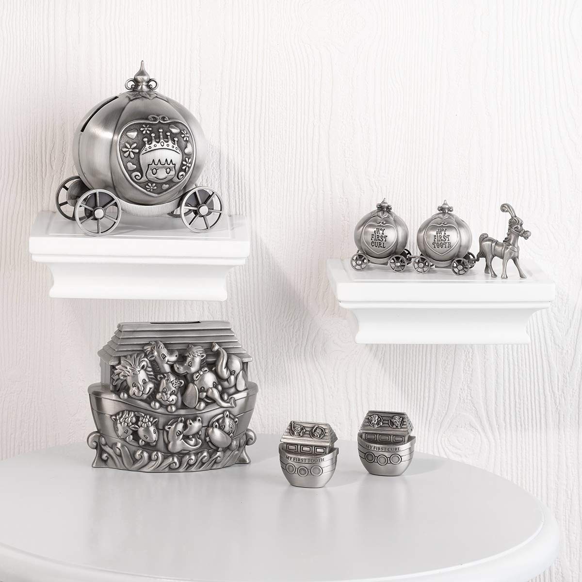 Lillian Rose Keepsake Pewter Tooth and Curl Box, Fairytale Coach,2x5 Inch (Pack of 1)