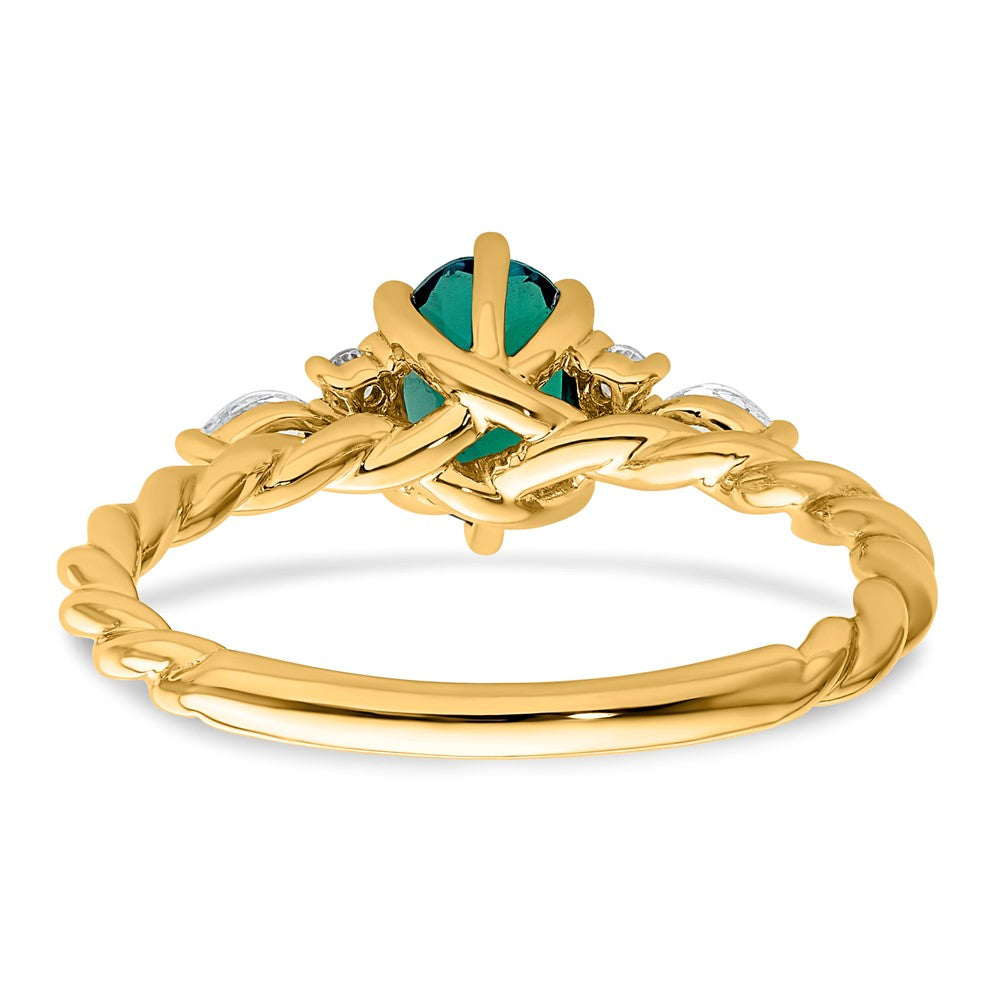 10k YG Created Alexandrite & Diamond Ring