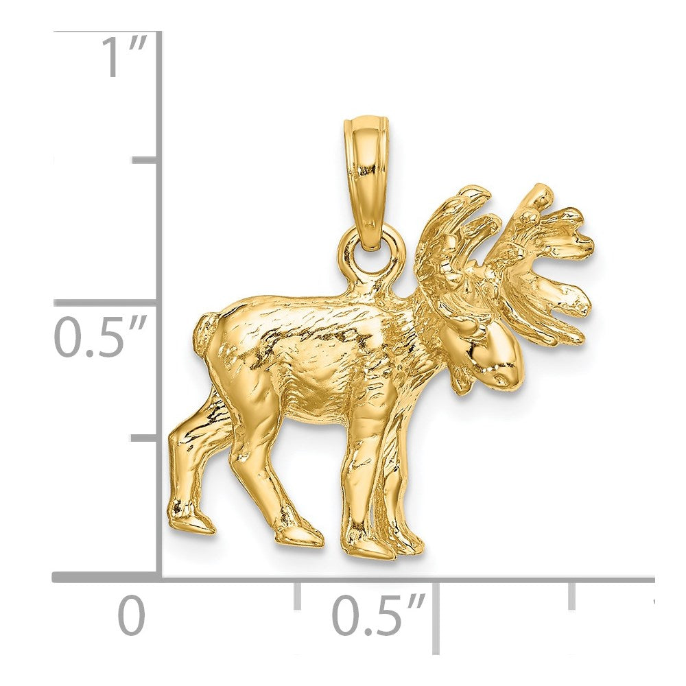 14K 3-D Textured Moose Charm