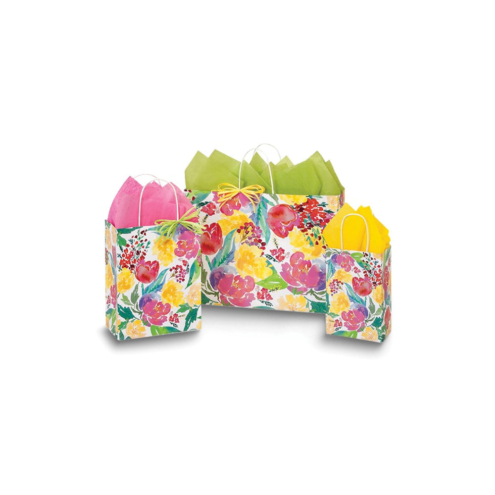Floral Bouquet 6 Paper Bags and 20 Sheets Tissue Paper Set