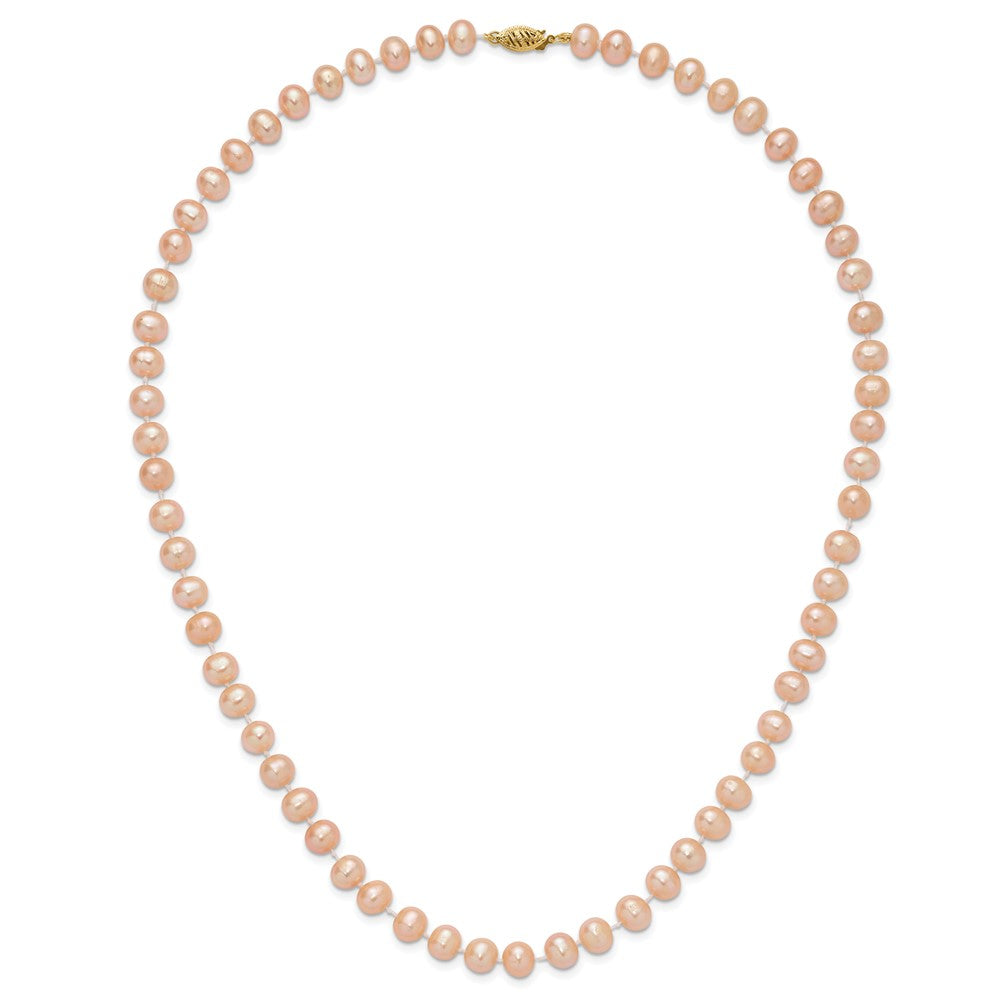 14k 7-8mm Pink Near-Round Freshwater Cultured Pearl 20 inch Necklace