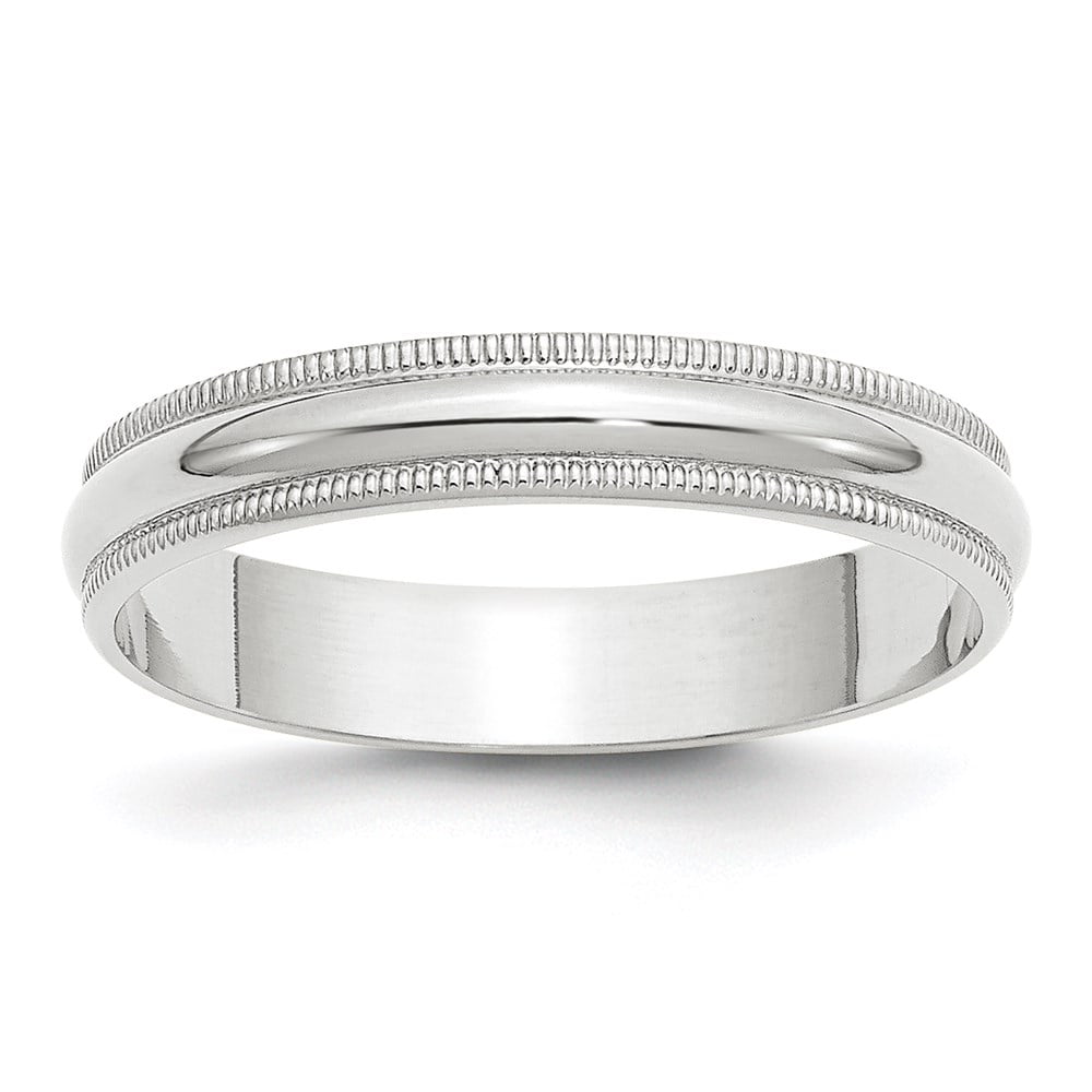 10k White Gold 4mm Lightweight Milgrain Half Round Wedding Band Size 11.5 1WML040