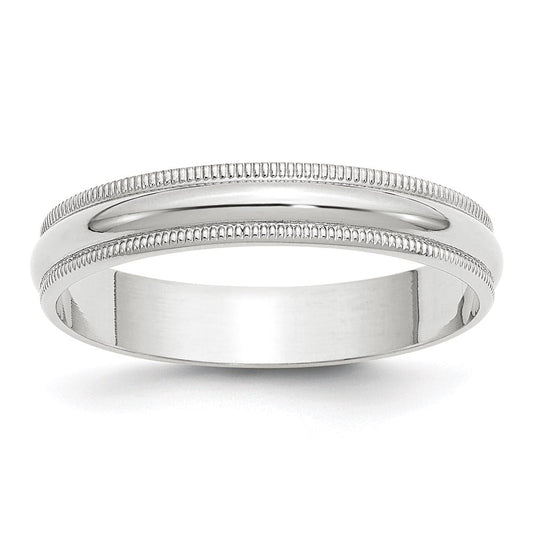 10k White Gold 4mm Lightweight Milgrain Half Round Wedding Band Size 11.5 1WML040